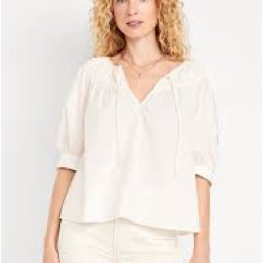 Old Navy Sheer White Blouse With Sailor Collar